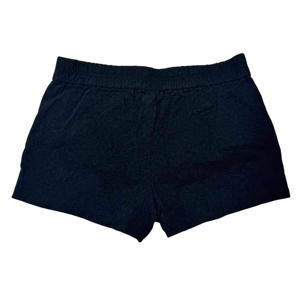 J.Crew Womens Black Floral Jacquard Pull On Shorts Size 4 Elastic Waist Pockets